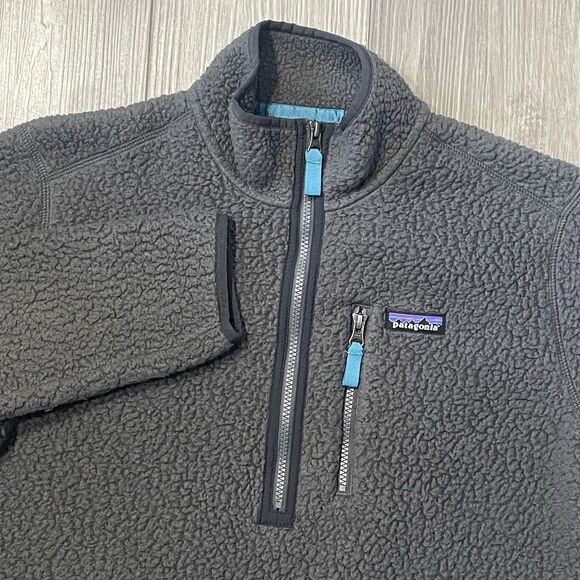 Patagonia Retro Pile Men's M Quarter 1/4 Zip Gray Pullover Outdoor Fleece